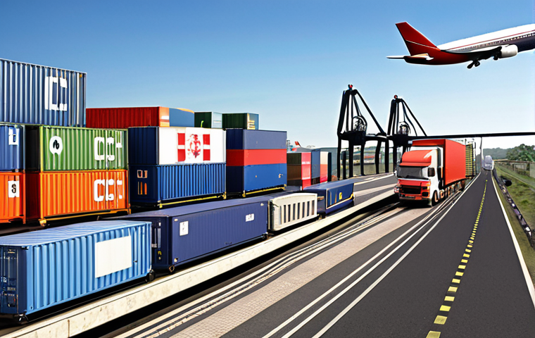 **

International logistics concepts. Incoterms illustrated as a roadmap with flags (FOB, CIF, EXW), different modes of transport icons (ship, plane, truck, train) overlaid. Focus on clarity and easy understanding, suggesting a study aid.

**
