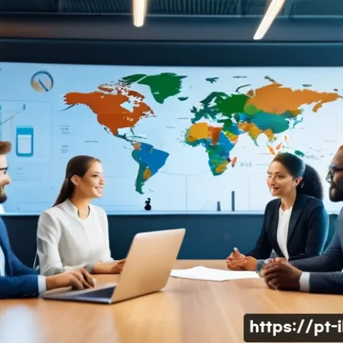 국제물류관리사에게 필요한 소프트 스킬 - A professional international logistics team engaged in a virtual video conference, featuring diverse...